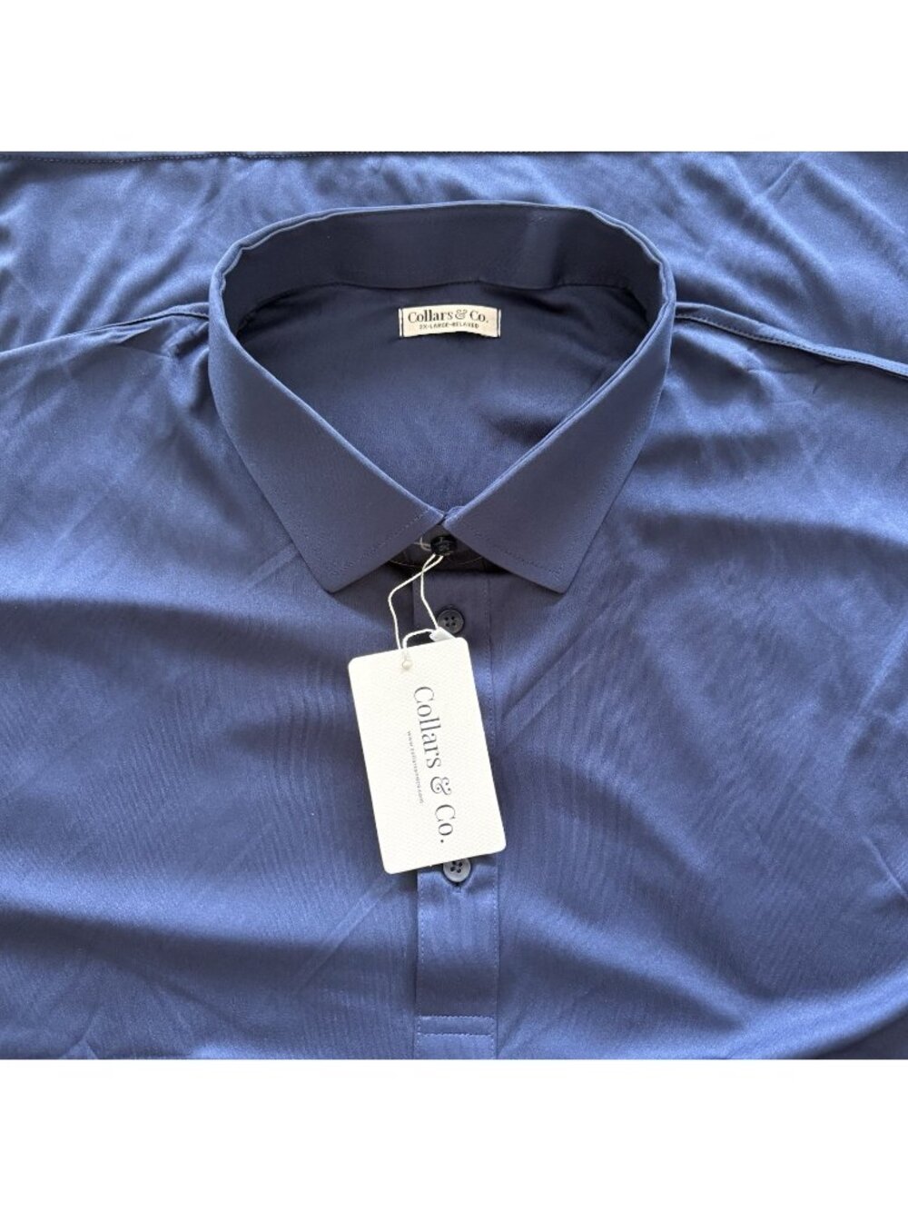 Collars & Co Polo Shirt Mens Sizd 2XL Relaxed Navy Blue Dress Collar Wedding